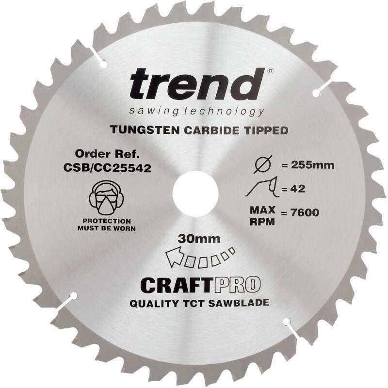 TREND CSB/CC25542 CRAFT SAW BLADE CROSSCUT 255MM X 42T X 30MM