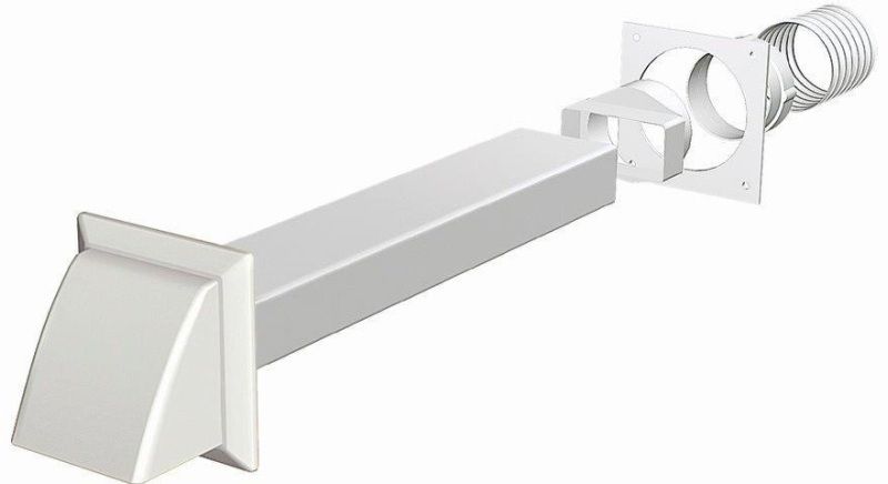 POLYPIPE DOMUS 40207 P/P RECTANGULAR TUMBLE DRYER KIT WITH SELF CLOSING COWL 100mm WHITE
