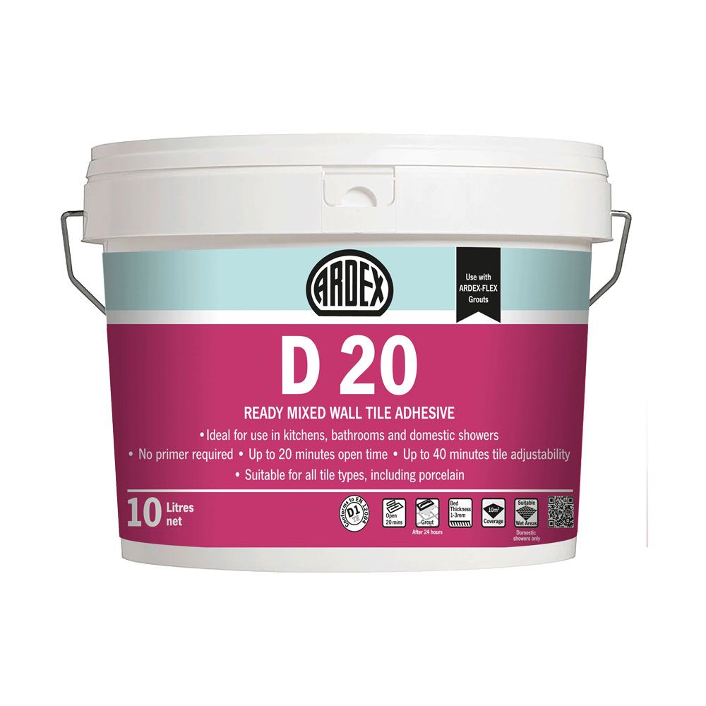 ARDEX 18273 D 20 READY MIXED WALL TILE ADHESIVE 10l WHITE