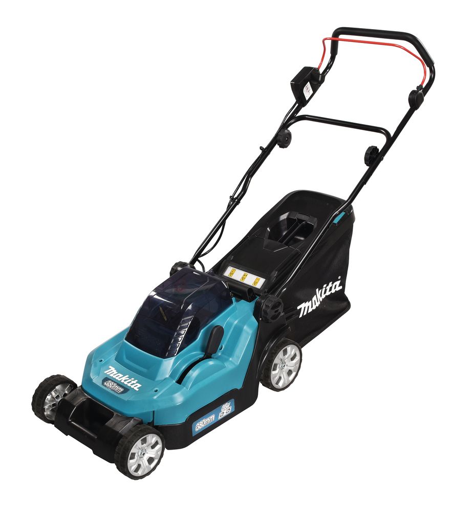 MAKITA DLM382PT2 18V BODY ONLY TWIN BATTERY LAWN MOWER 2 X 5.0AH BATTERIES AND DUAL CHARGER