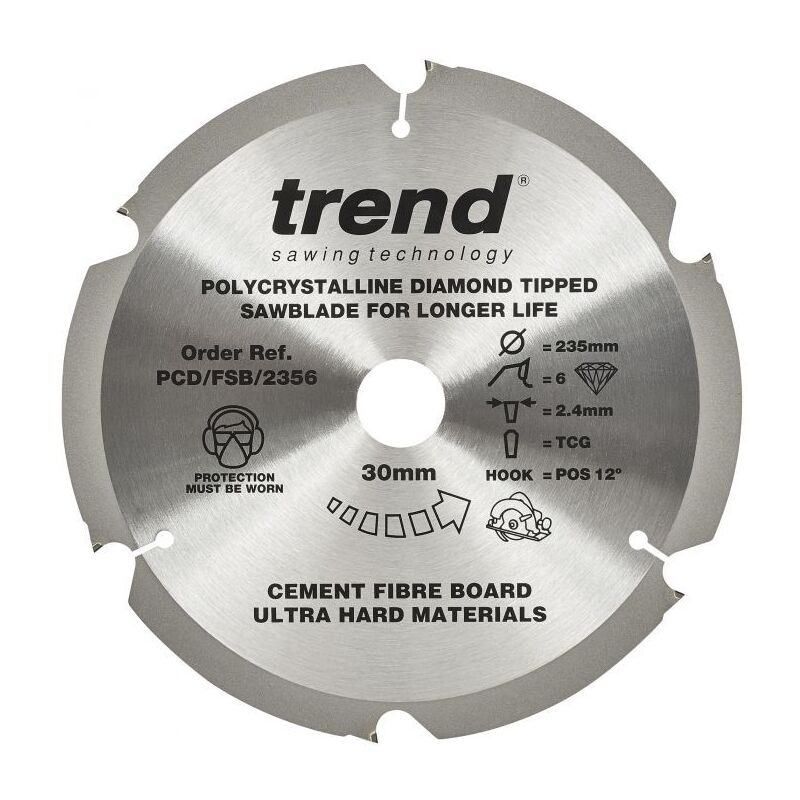 TREND PCD/FSB/2356 PCD FIBRE CEMENT SAW BLADE 6TX30X235MM