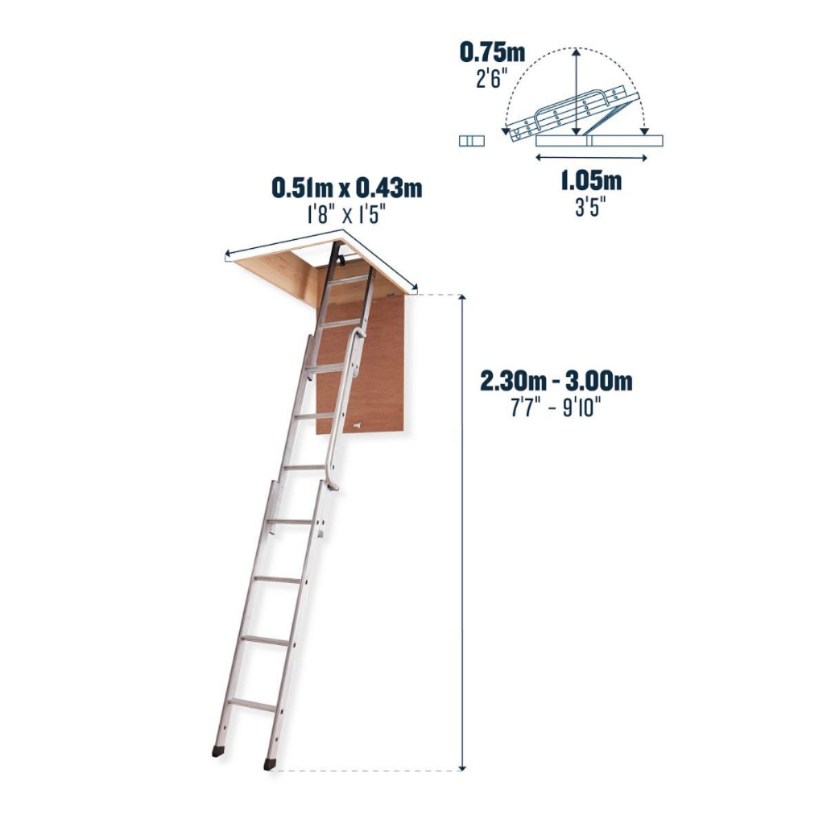 WERNER 3 SECTION EASIWAY ALUMINIUM EN131 LOFT LADDER 31334000