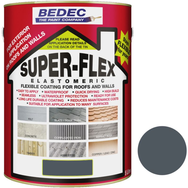 BEDEC SUPERFLEX ROOF COATING 5l BATTLESHIP GREY