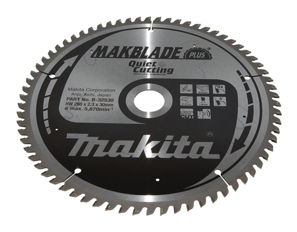 MAKITA B-32530 TCT SAW BLADE FOR WOOD 260X30X70T