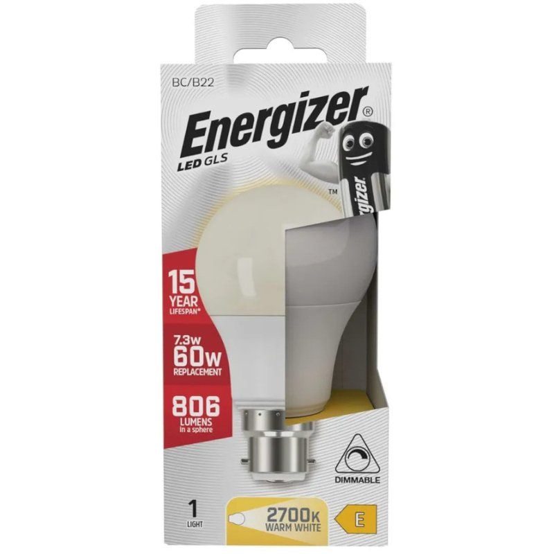 ENERGIZER LED GLS 806LM B22 WARM WHITE BOXED DIMM