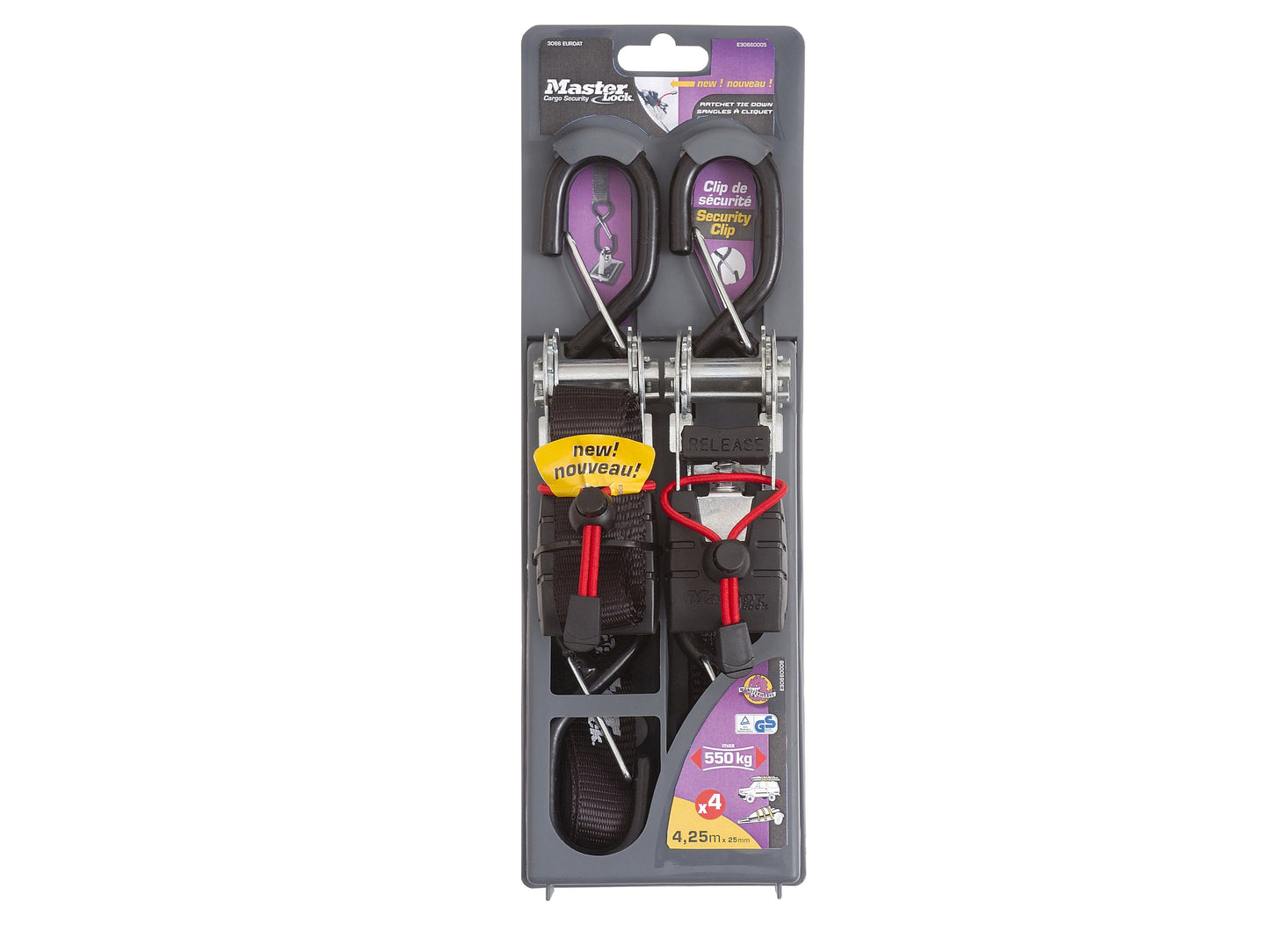 MASTERLOCK MLK3066E RATCHET TIEDOWN & HOOKS 4.25m (PACK 2)
