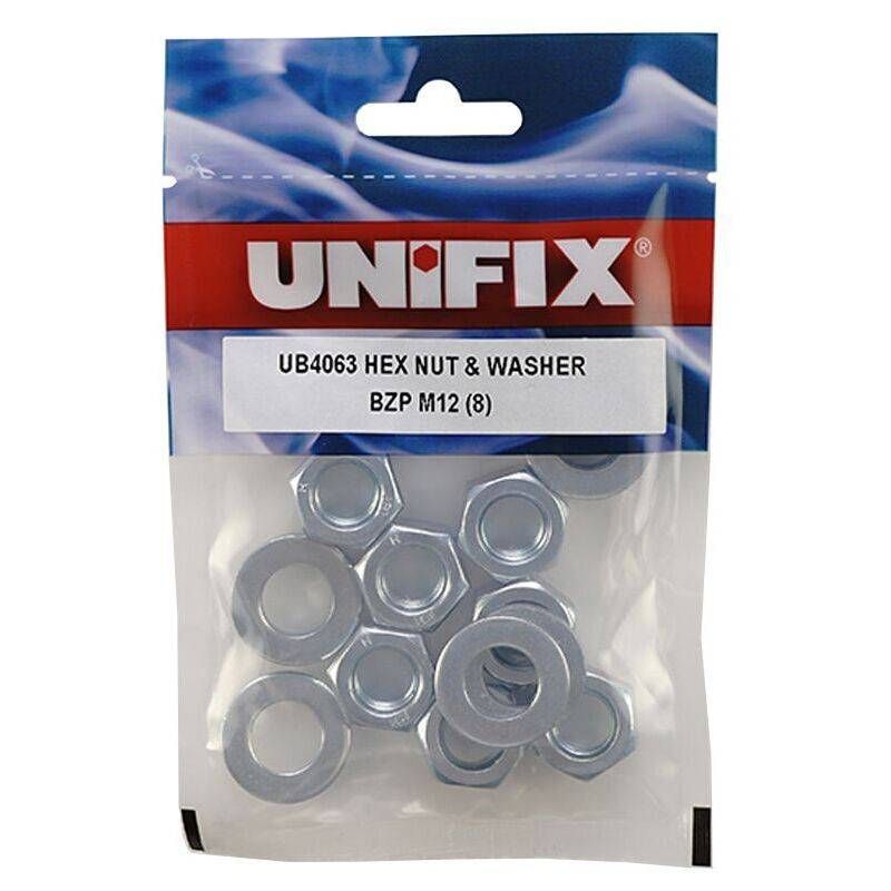 UNIFIX PACK 4 M16 BZP HEX NUT & WASHER UB4066