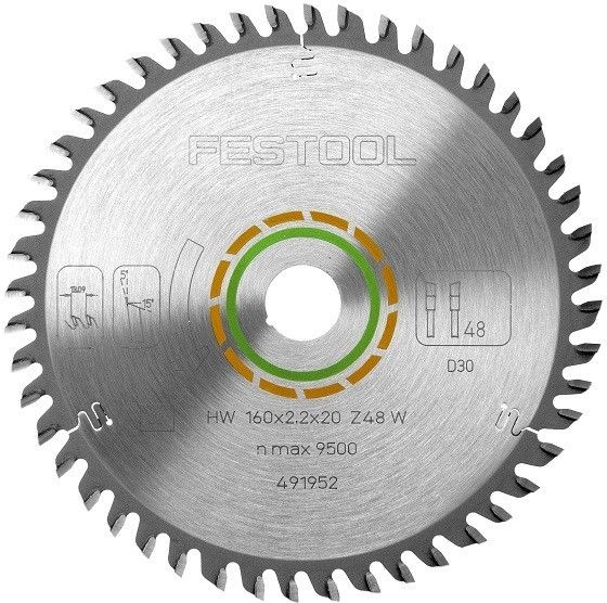 FESTOOL 491952 FINE TOOTH SAW BLADE 160X2.2X20 W48 TOOTH