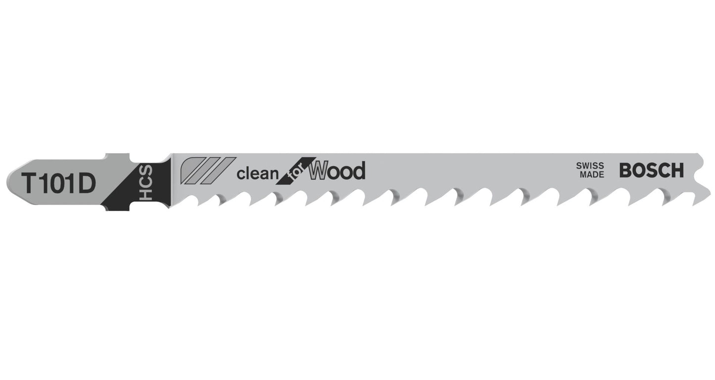 BOSCH 2608630032 PACK OF 5 T101D CLEAN CUT WOOD JIGSAW BLADES 10-45mm