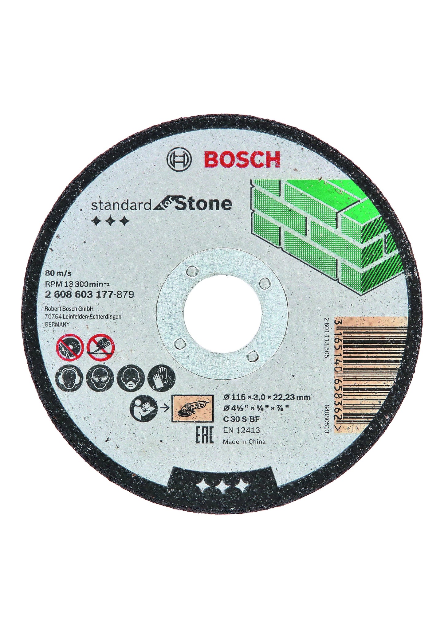 BOSCH 2608603177 STONE STRAIGHT CUTTING DISC 115 x 3 x 22.23mm