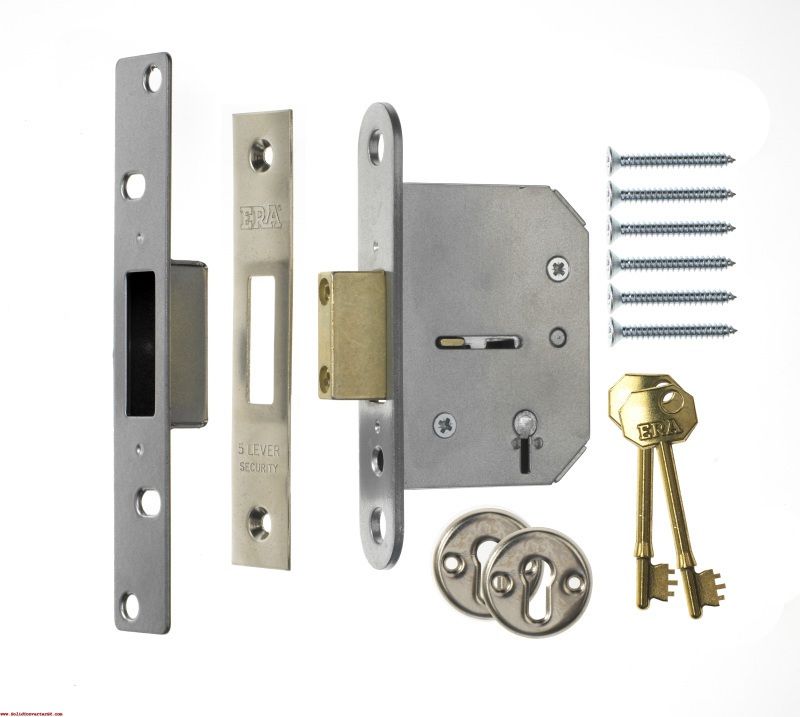 ERA 5 LEVER VISCOUNT DEADLOCK 75mm SATIN VISI PACK 301-52A
