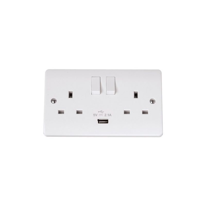 CLICK CMA770 2-GANG SWITCHED SOCKET + 1 USB PORT 13a