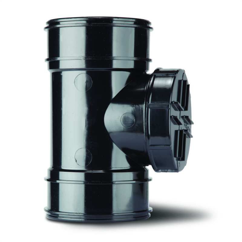 POLYPIPE SOLVENT SHORT ACCESS PIPE D/S 110mm SWA44B BLACK