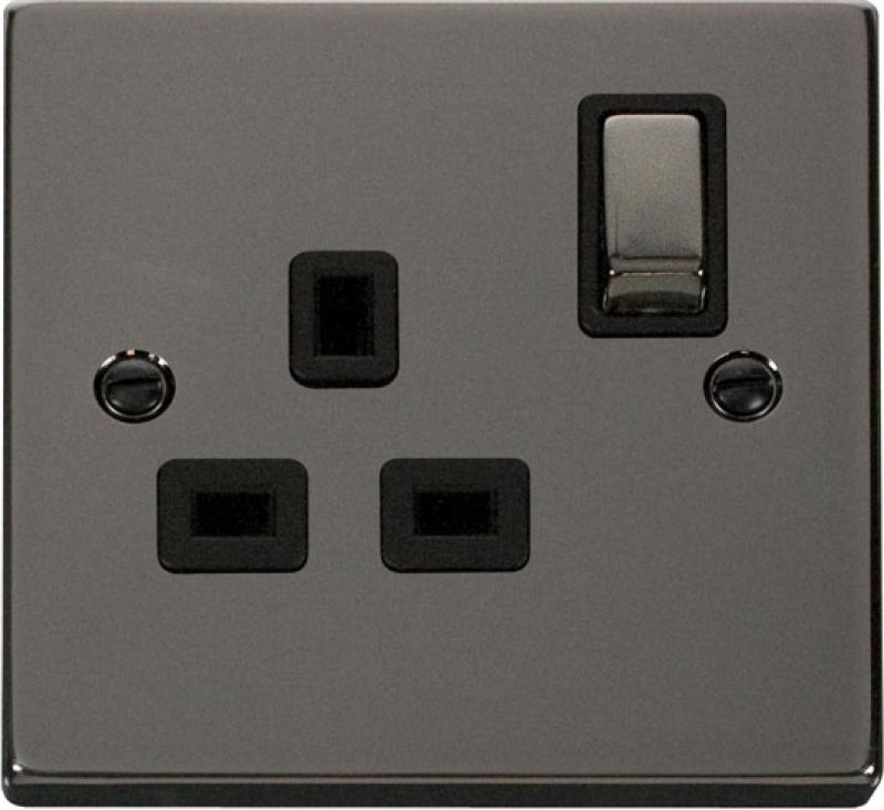 CLICK VPBN535BK 1G 13A DP SWITCHED SOCKET BLK NICKEL