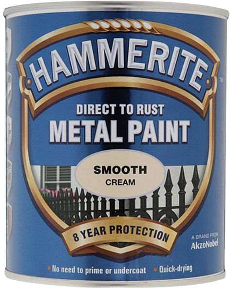 HAMMERITE 750ml SMOOTH FINISH DIRECT TO RUST METAL PAINT CREAM 5122064