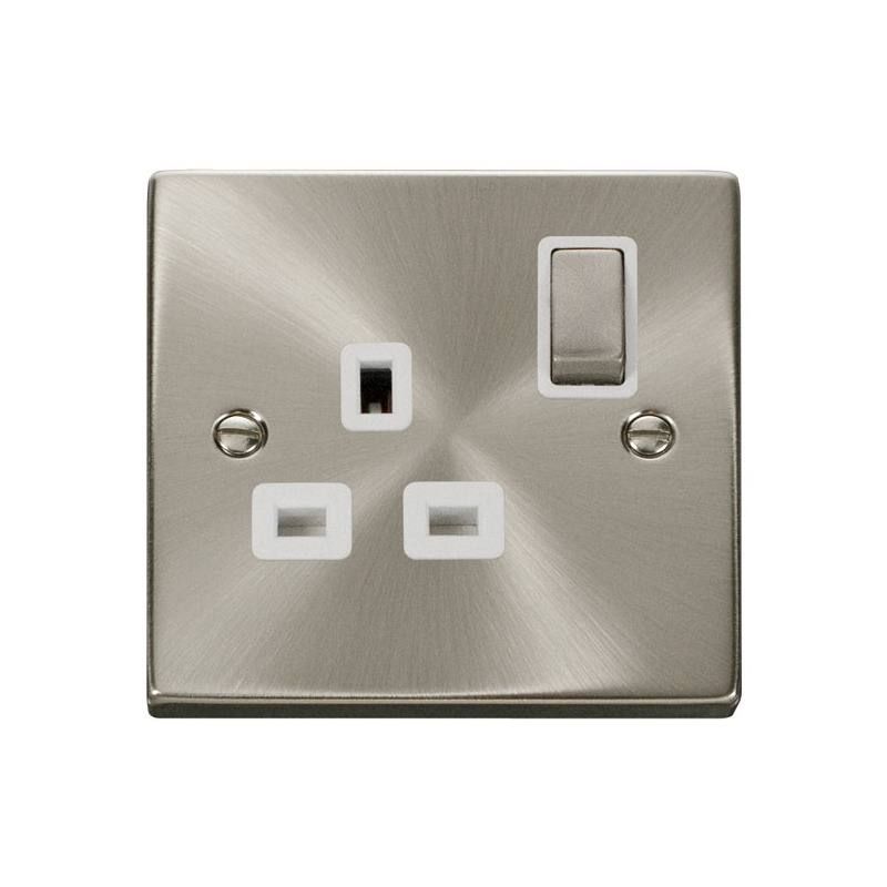 CLICK VPSC535WH 1G 13A DP SW SOCKET SATIN CHROME