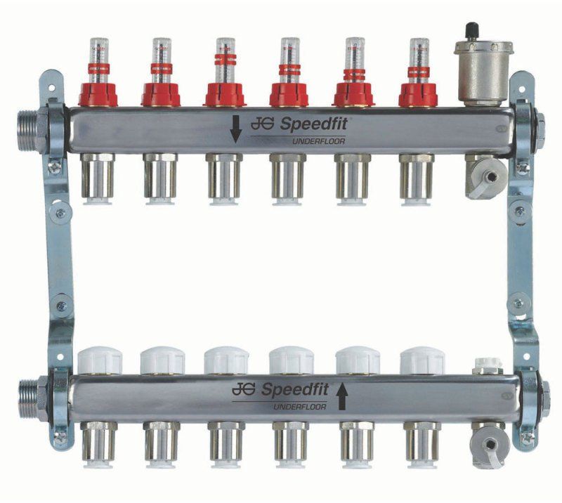 SPEEDFIT UNDERFLOOR 6 ZONE MANIFOLD STAINLESS STEEL JGUFHMAN6/4