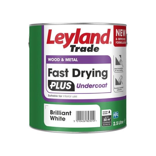 LEYLAND FAST DRYING PLUS UNDERCOAT 2.5l BRILLIANT WHITE 447578