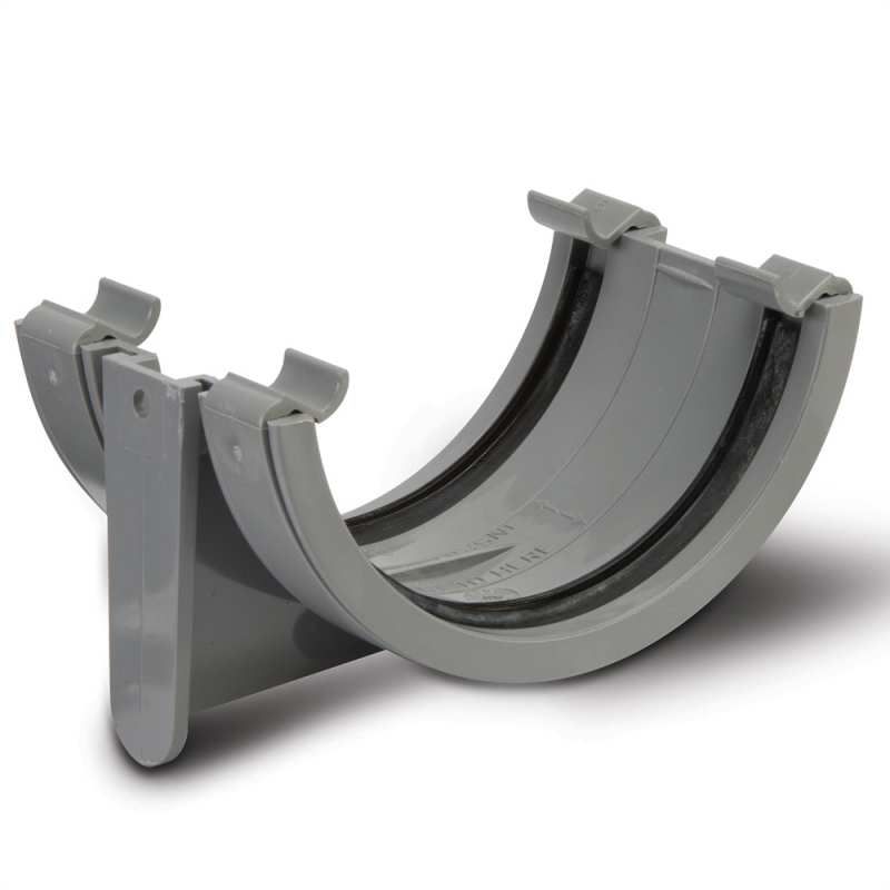 POLYPIPE RAINWATER 112mm HALF ROUND GUTTER UNION BRACKET RR102G GREY