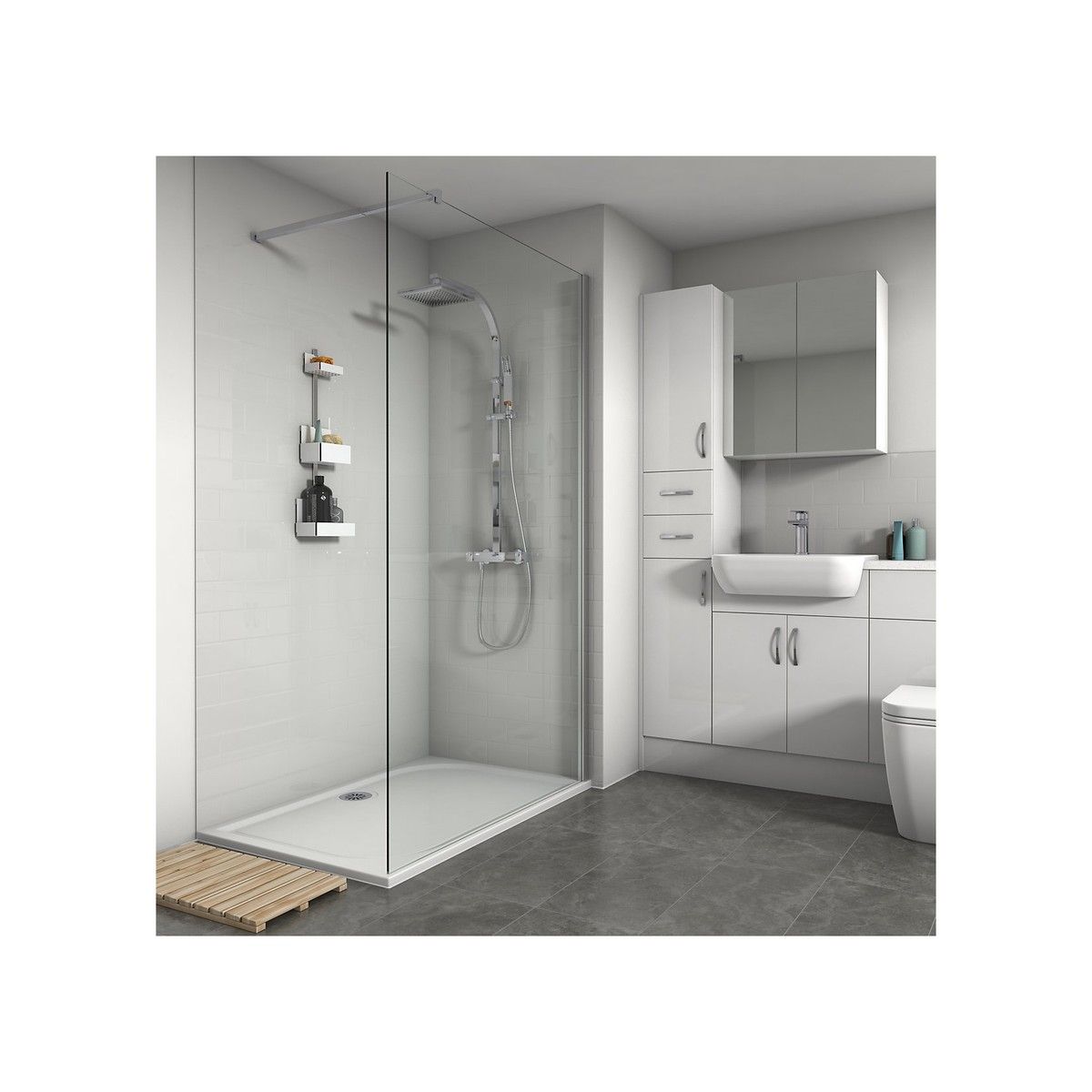 WETWALL SHOWER TILE 3 x 1220 x 2440mm PURE WHITE COMPOSITE COM-PWHITE-VER