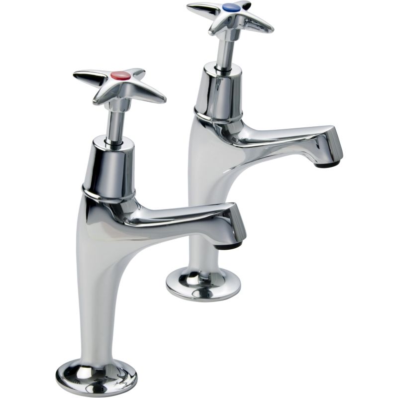 SUREGRAFT CROSS TOP HIGH NECK SINK TAPS (PAIR) SG350903