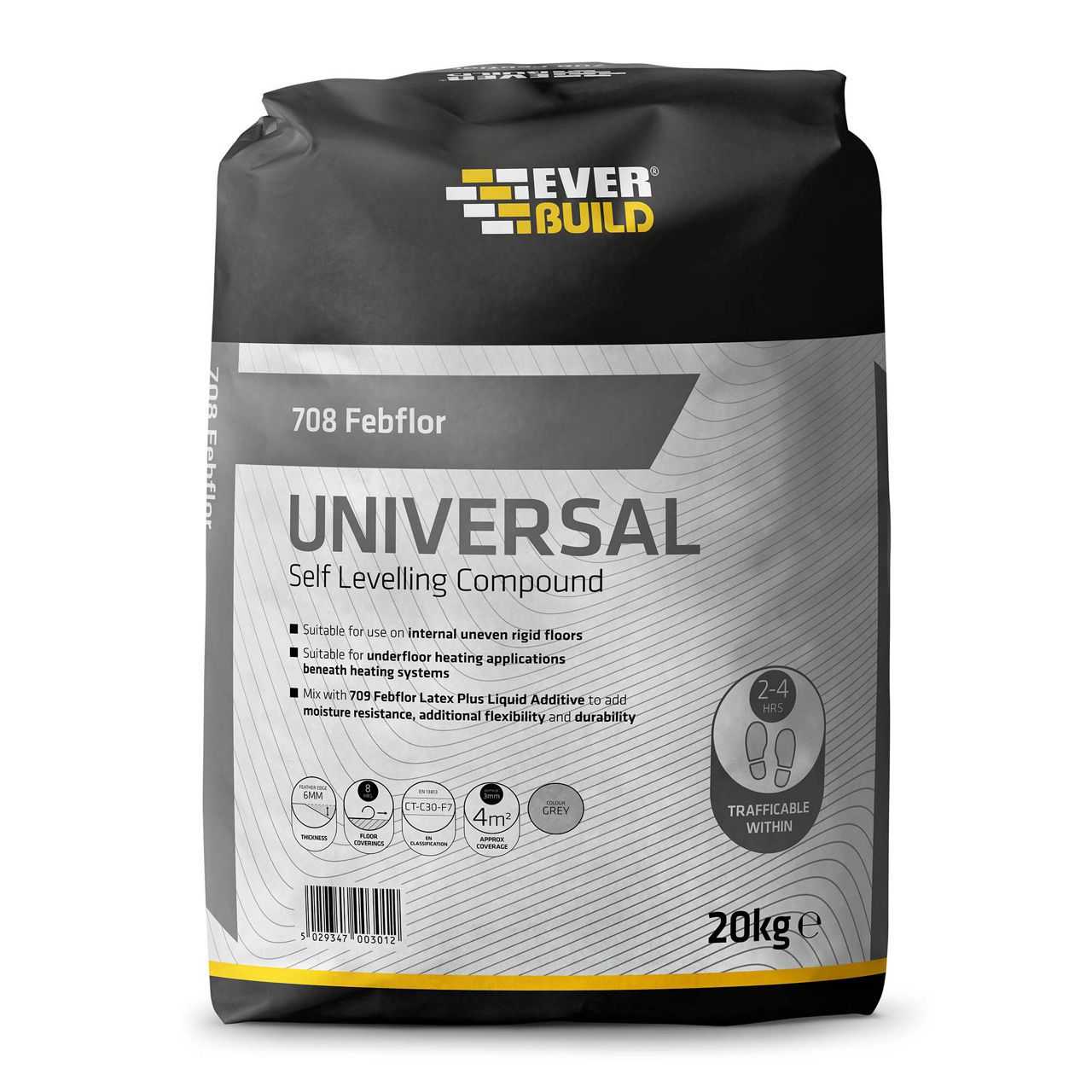 Everbuild 708 Concrete Self Levelling Floor 20Kg Grey SEL20