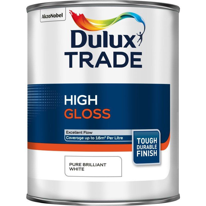 DULUX TRADE HIGH GLOSS 1l PURE BRILLIANT WHITE 5082976