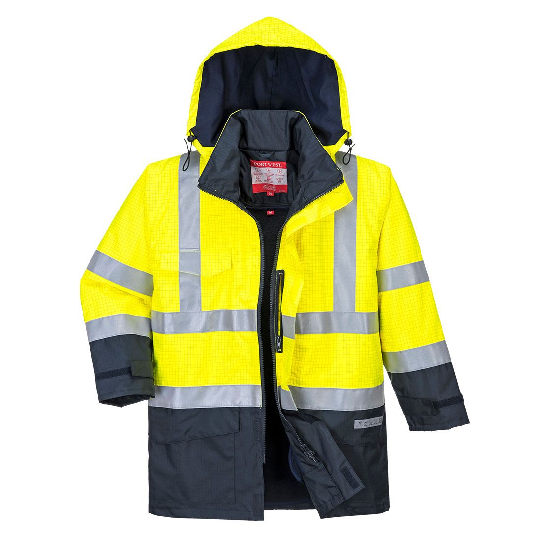 Bizflame Rain Hi-Vis Multi-Protection Jacket, 4XL, R, Yellow/Navy