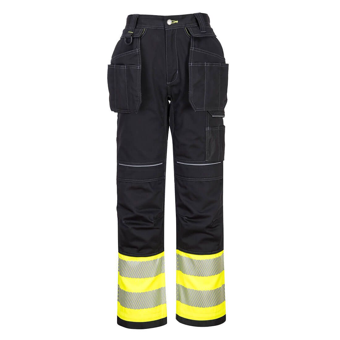 PW3 Hi-Vis Class 1 Holster Pocket Trousers, 28, R, Yellow/Black