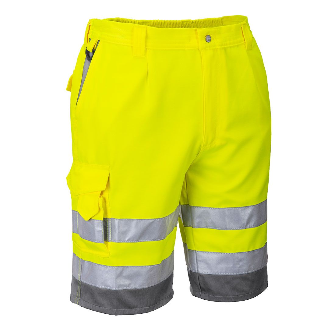 Hi-Vis Contrast Shorts, L, , Yellow/Grey