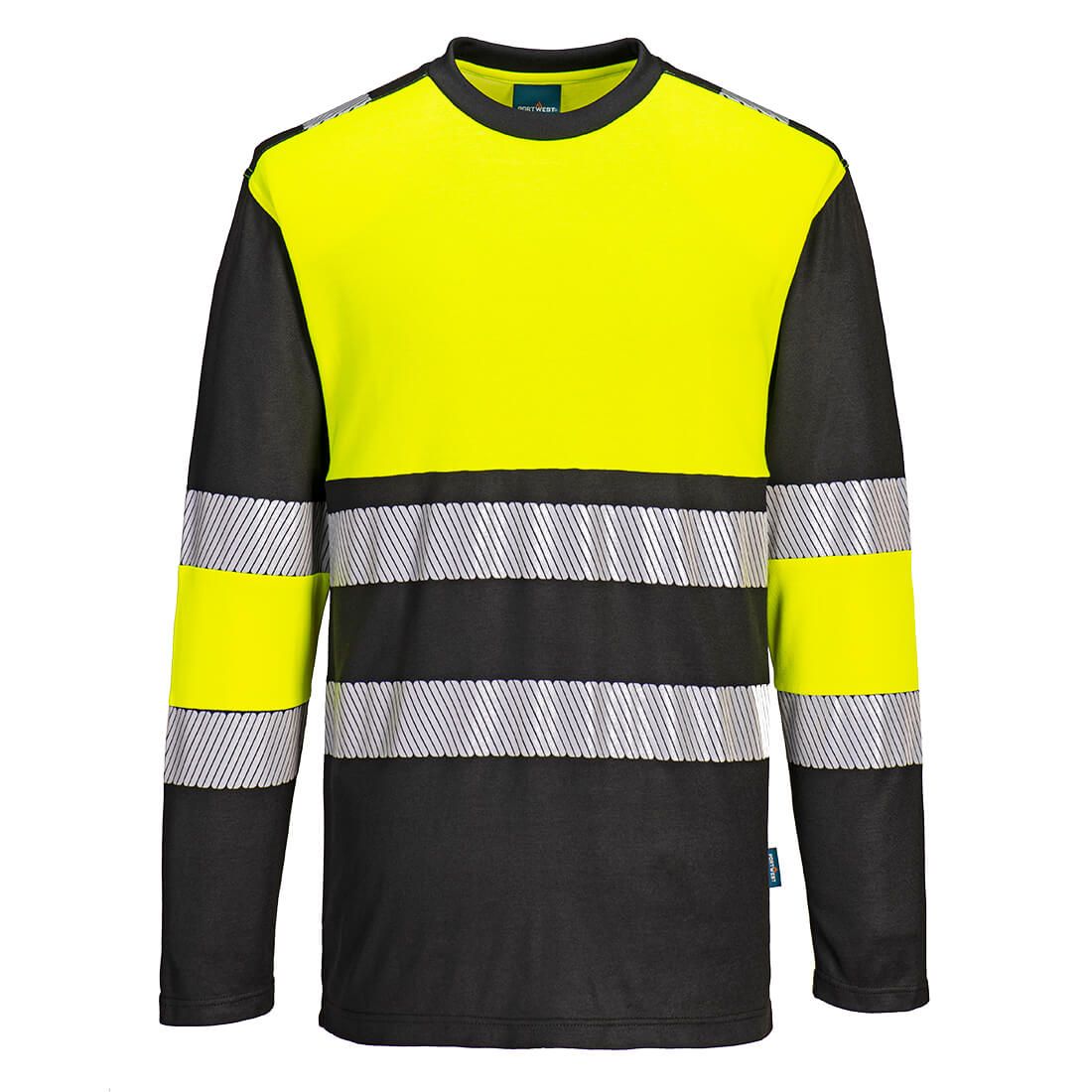 PW3 Hi-Vis Cotton Comfort Class 1 T-Shirt L/S , 4XL, R, Yellow/Black