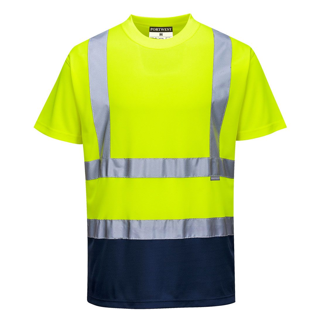 Hi-Vis Contrast T-Shirt S/S , 4XL, R, Yellow/Navy