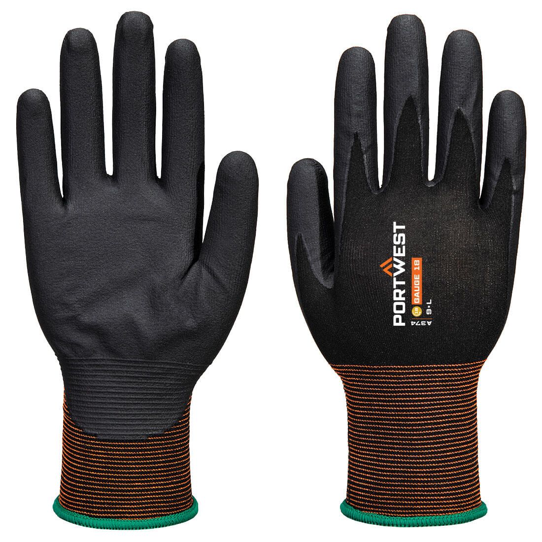 GP Grip 18 Nitrile Micro Foam Glove, L, R, Black