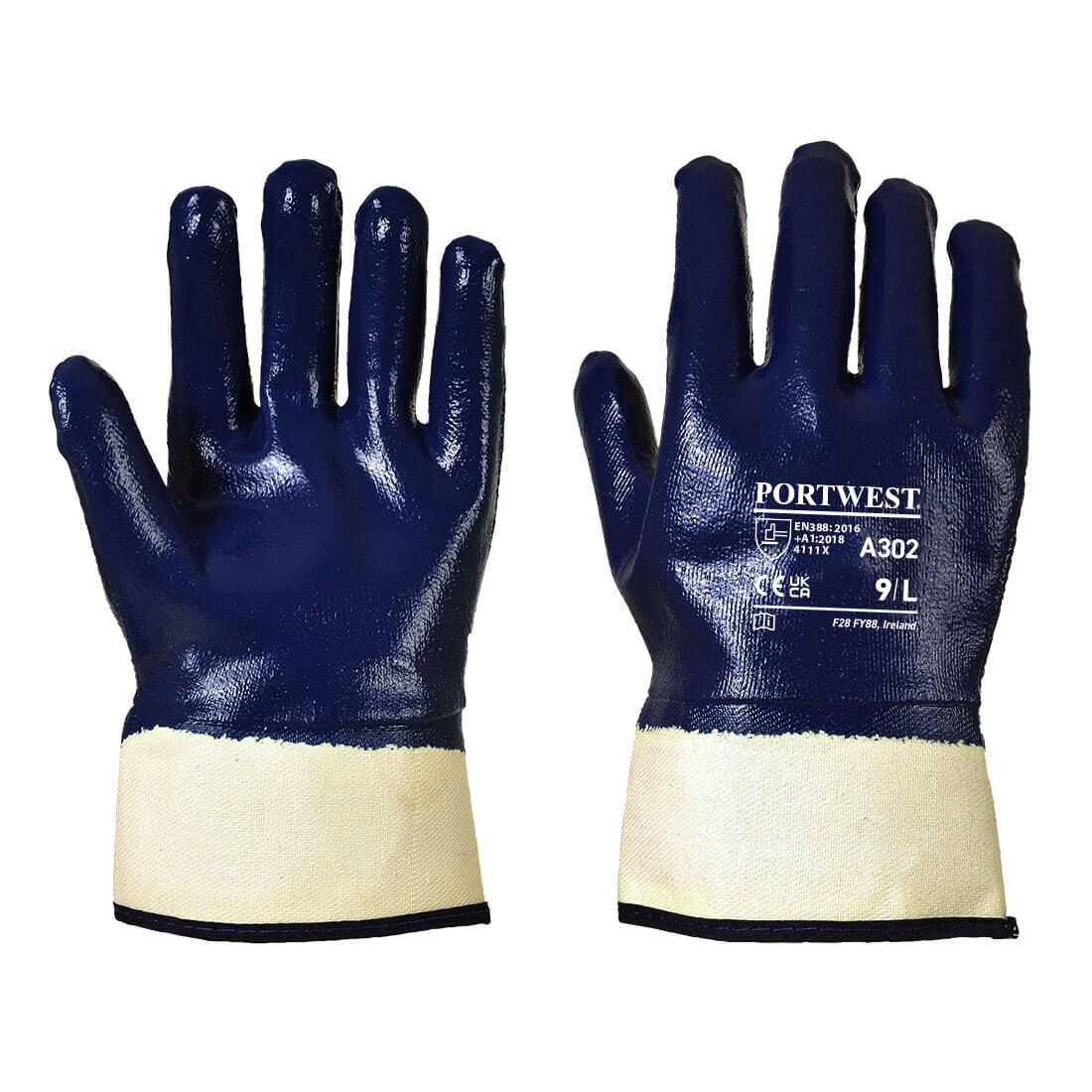 Fully Dipped Nitrile Safety Cuff, L, R, Navy