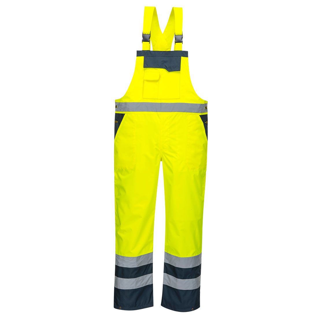 Hi-Vis Breathable Contrast Rain Bib and Brace, 4XL, R, Yellow/Navy