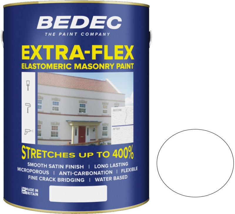 BEDEC EXTRA-FLEX SMOOTH MASONRY PAINT 5l OLD WHITE BEDE2MB1910/46