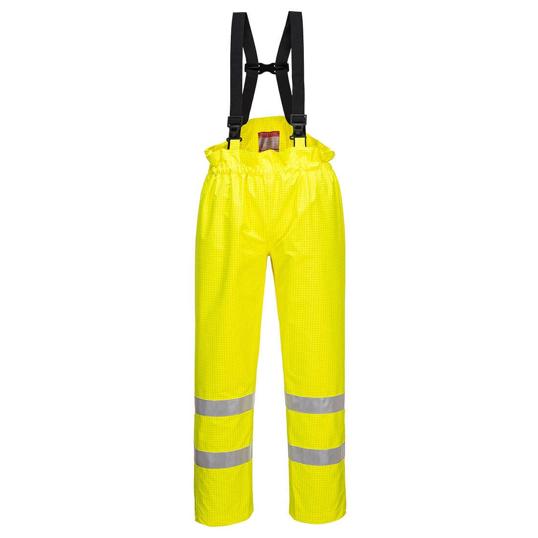 Bizflame Rain Unlined Hi-Vis Antistatic FR Trousers, 4XL, R, Yellow