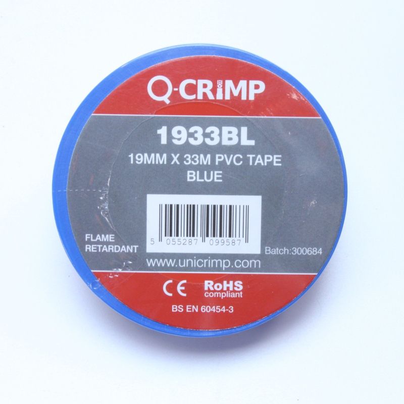 UNICRIMP ELECTRICIANS TAPE 19mm x 33m BLUE 1933BL