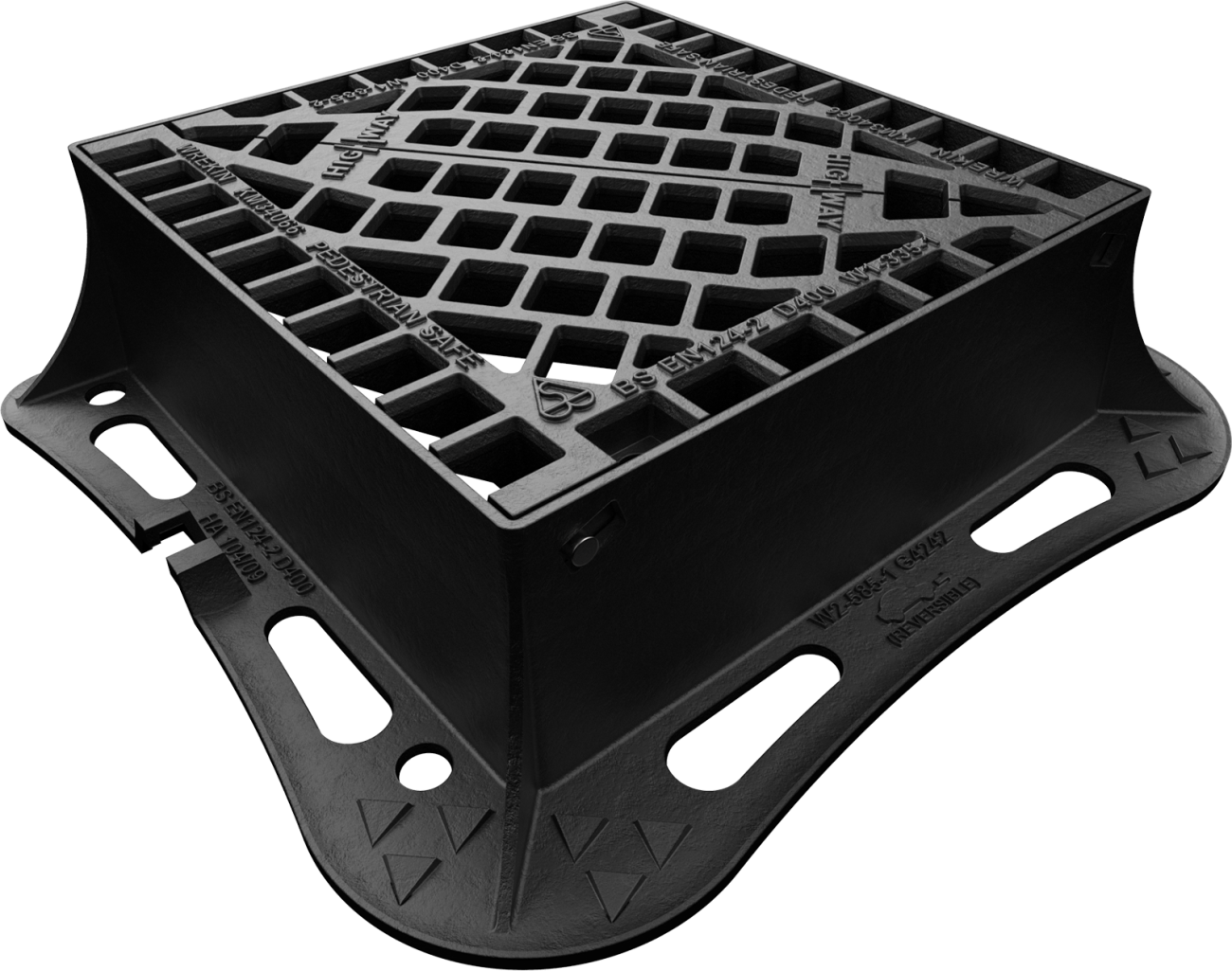 WREKIN A535 ANIT-THEFT CAPTIVE PEDESTRIAN FRIENDLY GRATE 425x425x150mm DGHT0D6/4242/KHP