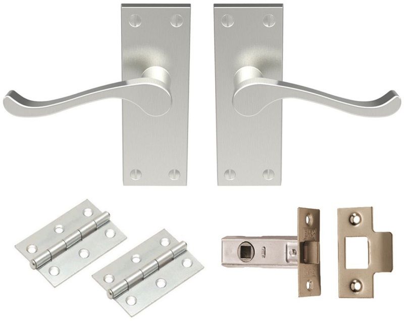 SATIN CHROME VICTORIAN SCROLL LATCH PACK BOXED GK002SN/INTB