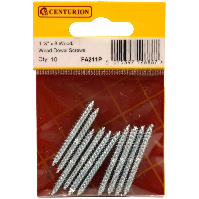 CENTURION FA211P PACK OF 10 WOOD TO WOOD DOWEL SCREWS M8 x 38mm