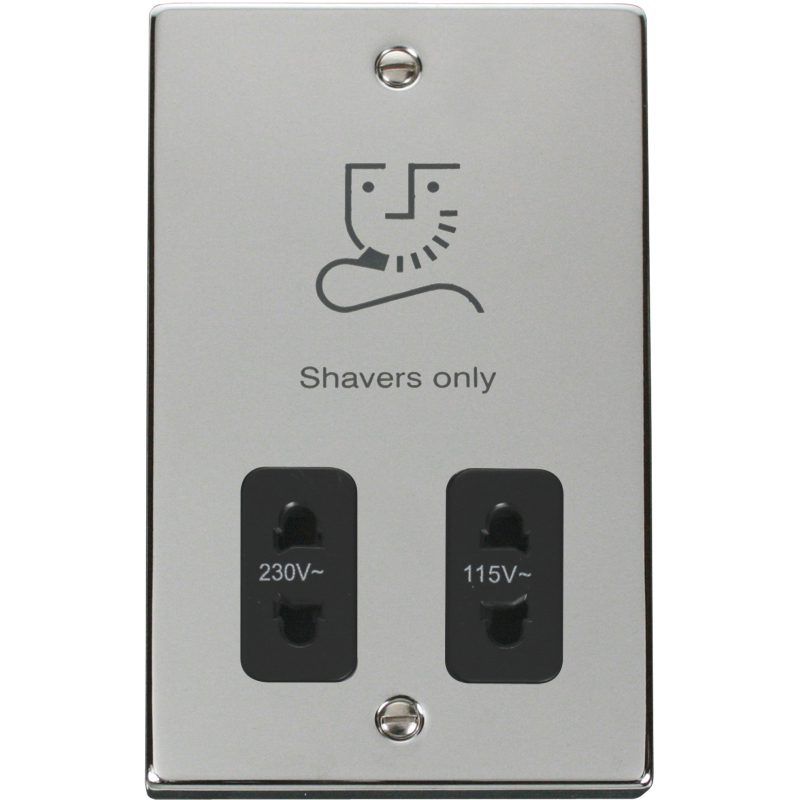 CLICK VPCH100BK DUAL VOLT SHAVER SOCKET BK POL CHROME