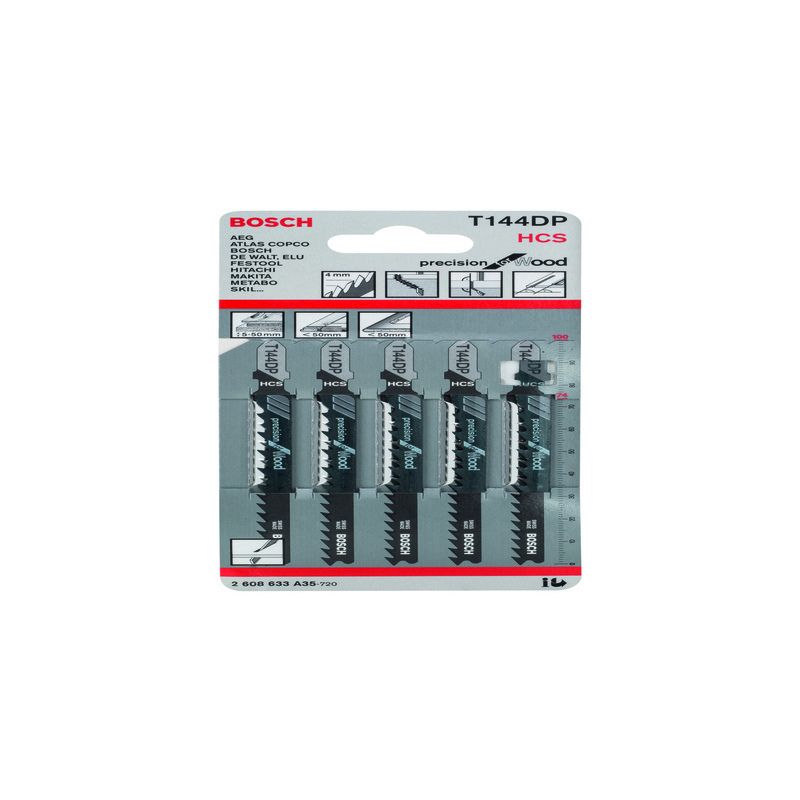 BOSCH 2608633A35 PACK OF 5 T144DP PRECISION CUT WOOD JIGSAW BLADES