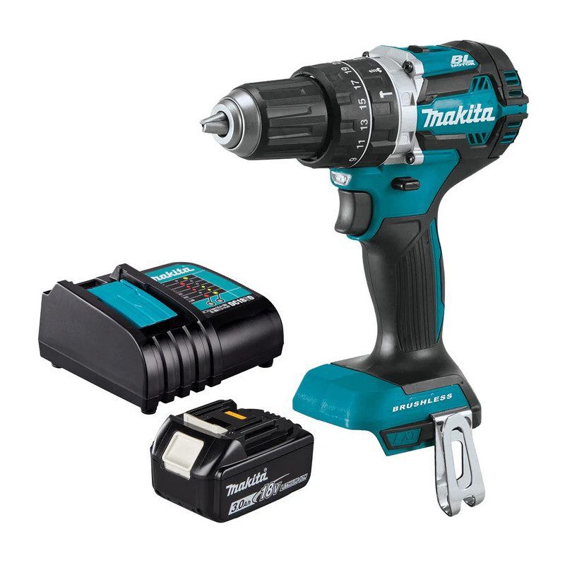 MAKITA DHP487SF 18V LXT BRUSHLESS COMBI HAMMER DRILL 1 x 3.0ah LI-ION BATTERY & CHARGER +FREE MAKPAK CARRY CASE