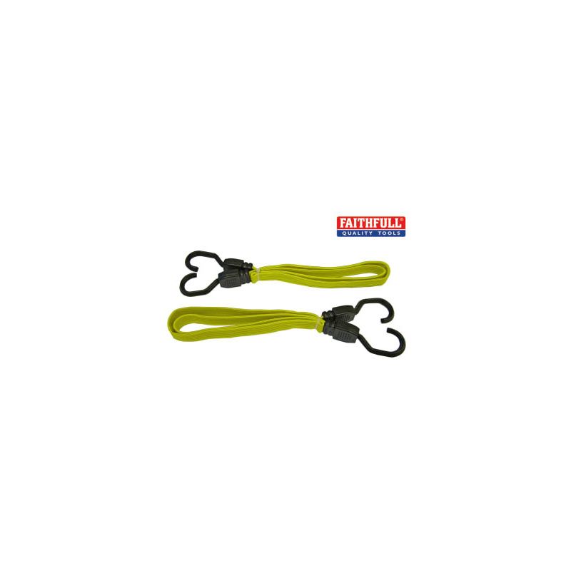 FAITHFULL FAITDBUNG36 FLAT BUNGEE CORDS 900mm YELLOW (PACK 2)