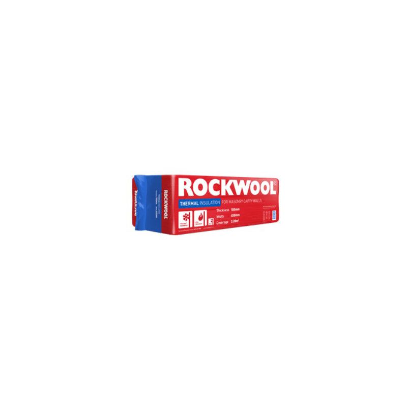 ROCKWOOL THERMAL INSULATION CAVITY BATT 100mm THICK 1200 x 455mm (6 SLABS PK 3.38m2) 180898