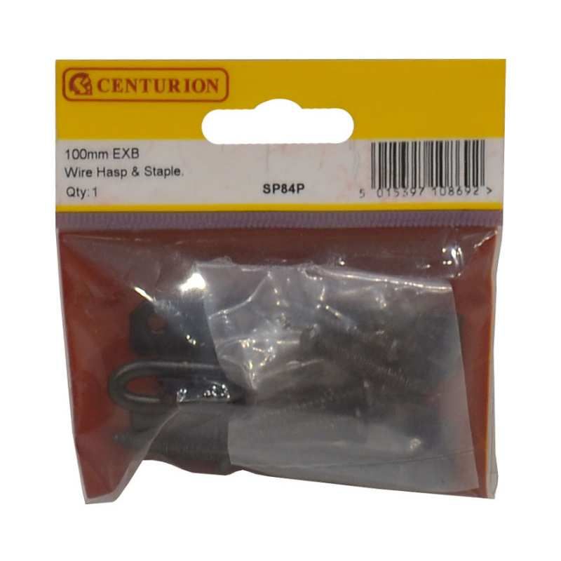 CENTURION SP84P BLACK WIRE HASP & STAPLE 100mm