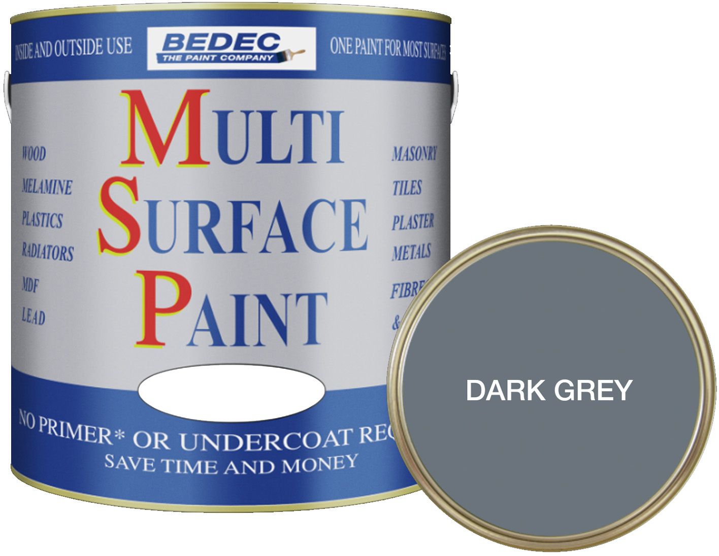 BEDEC SOFT SATIN MULTI SURFACE PAINT 2.5l DARK GREY BEDE2KBR001/70