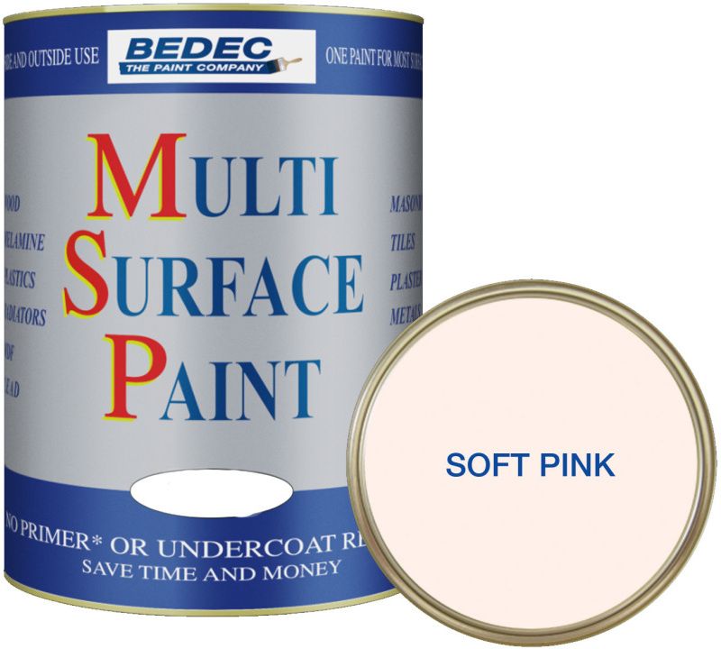 BEDEC SOFT SATIN MULTI SURFACE PAINT 750ml SOFT PINK BEDE2KB1193/29