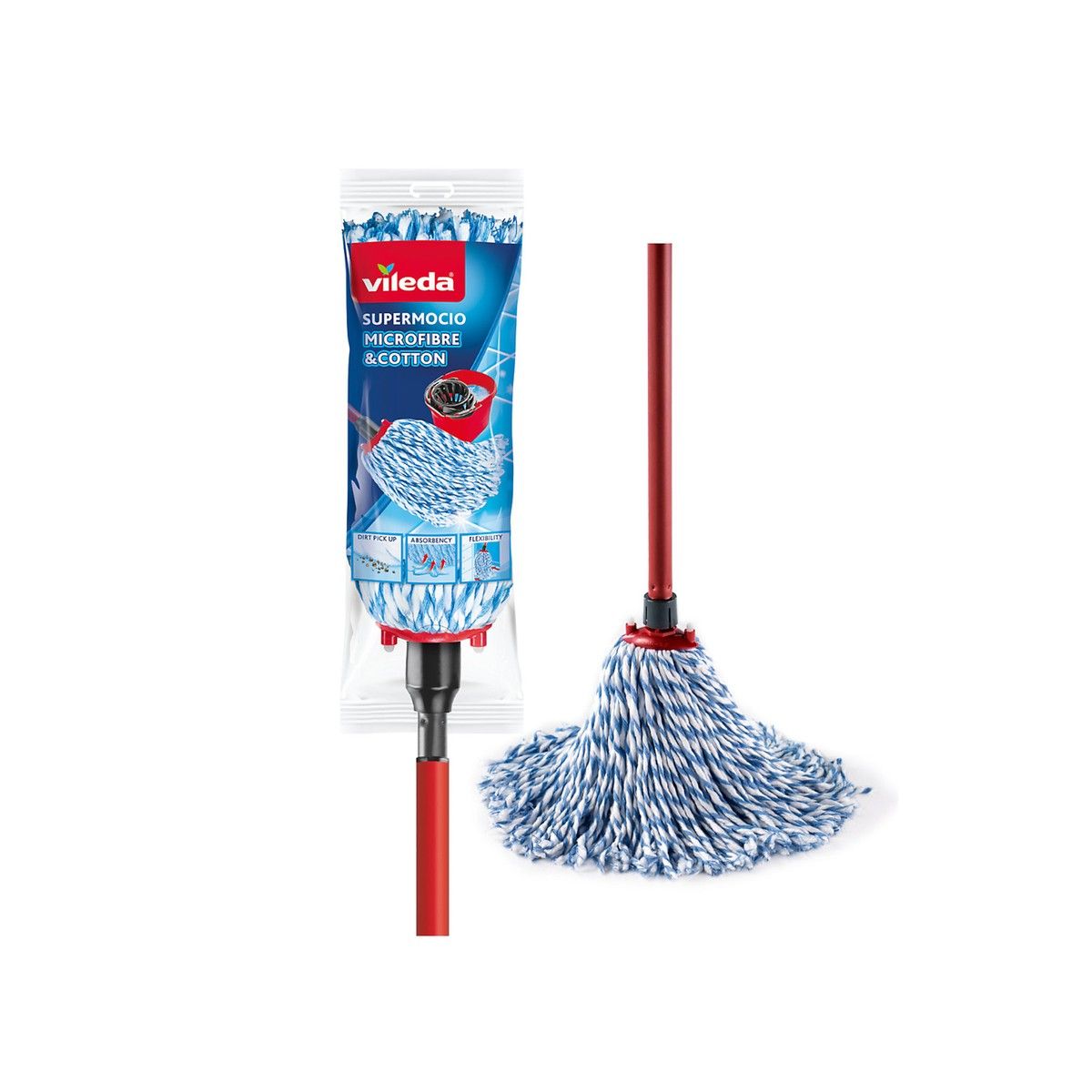 VILEDA VIL126575 SUPERMOCIO MICROFIBRE MOP HEAD & HANDLE